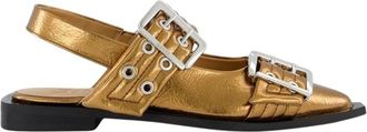 Ganni Chunky Buckle Ballerina in Brons - Dames - Ballerinas - Geel - 38 EU - Schoenen