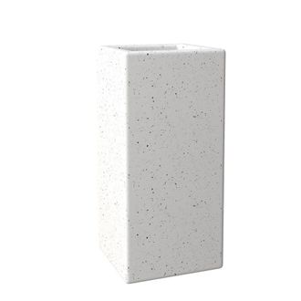 Leisure Mod Terra Series Poly Stone Planter in Dotted White 7.9 x 7.9 19.7 High