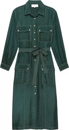 The Great. Womens The Cargo Dress In Deep Green