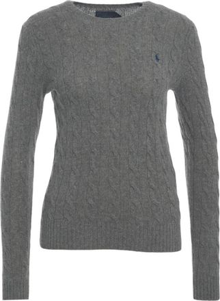 Polo Ralph Lauren Kabelgebreide Trui - Dames - Ronde hals truien - Grijs - L - Wol - Truien & Vesten