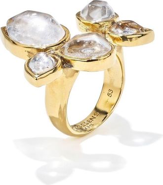 Goossens Cachemire rock crystal ring - unisex - 24kt Gold Plate/Natural Rock Crystal/Brass - 53