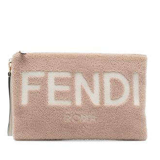 Fendi Pre-owned Fendi Shearling Logo Flat Pouch Ladies 8N0178 AEMS 209 0333