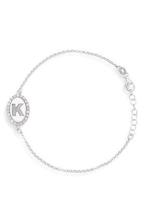 Meshmerise Diamond Initial Disc Bracelet in White-K at Nordstrom Rack