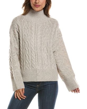 Fort&eacute; Cashmere Luxe Cable Mock Neck 100% Cashmere Pullover