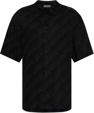 Balenciaga Short Sleeve Shirts, male, Black, Size: XL S/S Large Fit Shirt