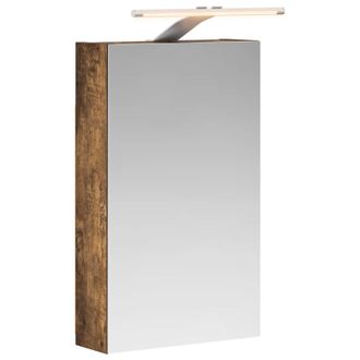 vidaXL Armario Con Espejo De Ba&ntilde;o Roble Ahumado 30 X 10,5 X 50 Cm Vidaxl
