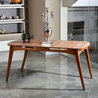 Dmora Mesa Fijo Pretoro, 6 Asientos, Forma Rectangular, Soporta 120 Kg, 160x80x75 Cm, Marr&oacute;n Nogal