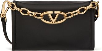 Valentino Garavani VLogo Chain leather clutch bag - women - Metal/Lambskin/Lambskin - One Size - Black
