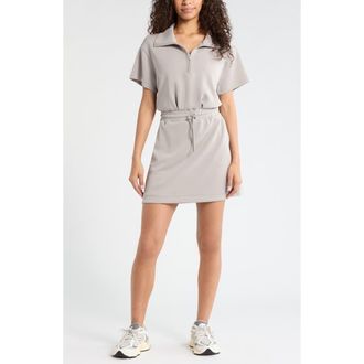 Zella Soft Luxe Knit Quarter Zip Dress in Grey Earl at Nordstrom, Size Xx-Large