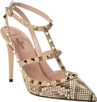 Valentino Rockstud Caged 100 Python & Leather Pump