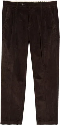 Massimo Alba Strallo2 Pleated Stretch Cotton Corduroy Trousers in Darkwood at Nordstrom, Size 52