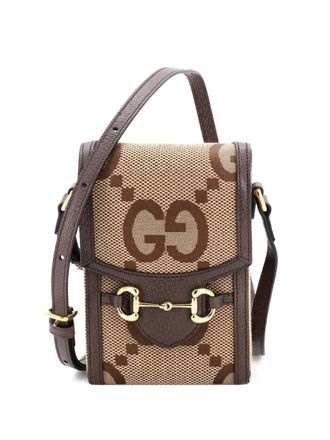 Gucci Horsebit 1955 Jumbo GG Canvas Mini crossbody bag - women - Canvas - One Size - Brown