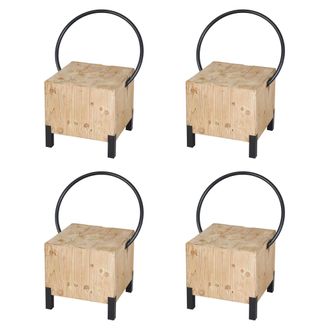Hhg Hhg - Nunca Usado] Juego De 4 Sillas De Comedor 601, Taburete Silla De Visita, Metal Industrial Madera Maciza Certificado Mvg, Natural