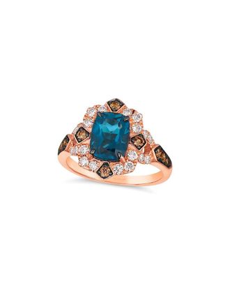 Le Vian Deep Sea Blue Topaz 14K Rose Gold 2.91 ct. tw. Diamond & London Blue Topaz Ring