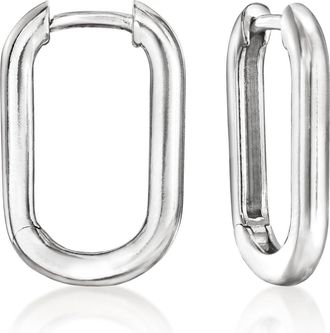 Ross-Simons Italian Sterling Silver Medium Paper Clip Link Hoop Earrings