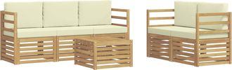 vidaXL Conjunto De Sof&aacute;s De Exterior 6 Uds. Blanco Y Crema Poli&eacute;ster Vidaxl