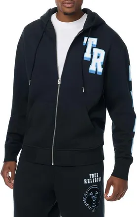 True Religion Overt Buddha Logo Full Zip Hoodie in Jet Black at Nordstrom, Size Xxx-Large