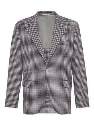 Brunello Cucinelli houndstooth blazer - men - Cashmere/Wool - 56 - Red