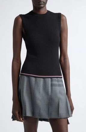 Thom Browne Merino Wool Rib Sweater Vest in Black at Nordstrom, Size 42
