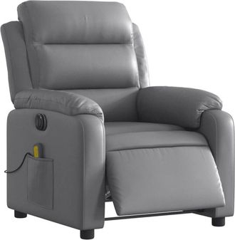vidaXL Vidaxl - Sill&oacute;n De Masaje Reclinable El&eacute;ctrico Cuero Sint&eacute;tico Gris