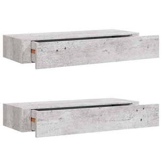 Berkfield Home Wall Drawer Shelves 2 pcs Concrete Grey 60x23.5x10cm MDF | Size: 60x23.5x10 cm