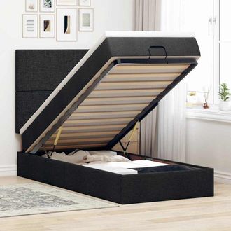 vidaXL Estructura Cama Otomana Colch&oacute;n Tela Negra 90x190 Cm Vidaxl