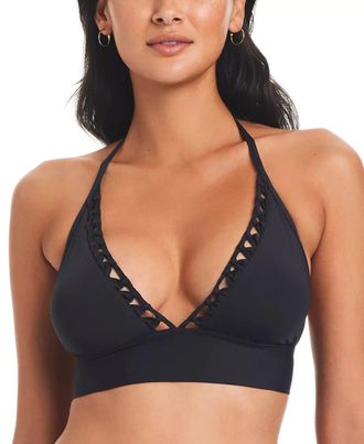 Bleu Rod Beattie Pulling Strings Halter Bikini Top Womens Black GBO2329