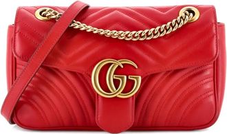 Gucci GG Marmont Flap Bag Matelasse Leather Medium shoulder bag - Rood