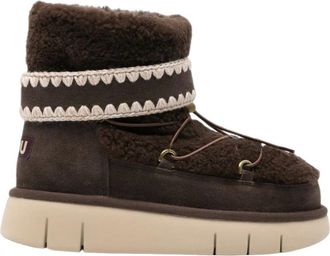 Mou Schoenen, Dames, Bruin, 38 EU, Wol, Crochet Stitch-Trim Laarzen