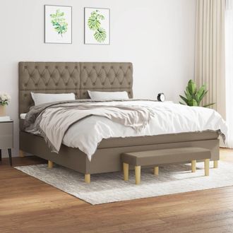 vidaXL Vidaxl - Cama Box Spring Con Colch&oacute;n Tela Gris Taupe 160x200 Cm