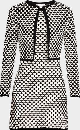 Oscar De La Renta Honeycomb Sequin Knit Crop Bolero Jacket