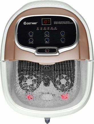 Costway Ba&ntilde;era Para Pies Masajeador De Ba&ntilde;os Para Pies El&eacute;ctrico Temporizador De 10-60 Minutos / 35-48 &deg; / 500w Con Rodillo De Masaje (caf&eacute;) - Costway