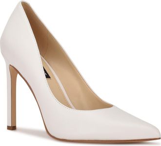 Nine West Tatiana Pointed Toe Pump in White Leather at Nordstrom, Size 7.5