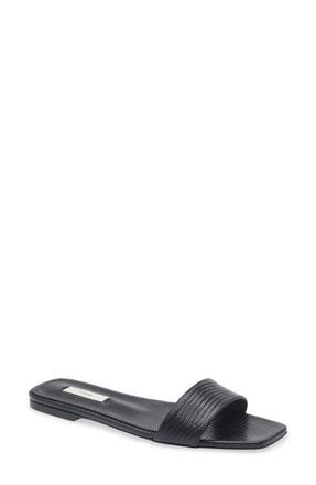 Toteme Lizard Embossed Slide Sandal in Black at Nordstrom, Size 10Us