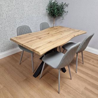 Kosy Koala Modern Dining Table with 4 Grey Gem pattern Faux Leather Chairs