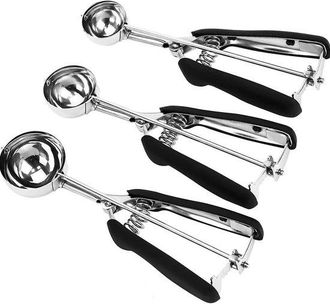 OEM Cuchara Para Helado - Cuchara De Acero Inoxidable Con Forma De Bola - Mango Antideslizante - Para Frutas, Galletas Y Sorbetes - Roja