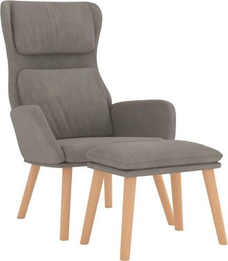 vidaXL Sill&oacute;n De Relax Con Taburete De Terciopelo Gris Claro Vidaxl