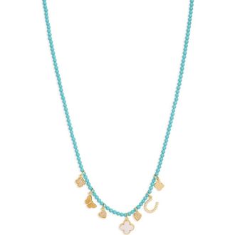 Argento Vivo Turquoise Beaded Charm Necklace in Turquoise/Gold at Nordstrom