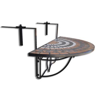 Berkfield Home Hanging Balcony Table Terracotta & White Mosaic in Brown