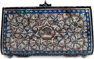 Bespoke Blue Patterned Mother of Pearl Clutch Bag