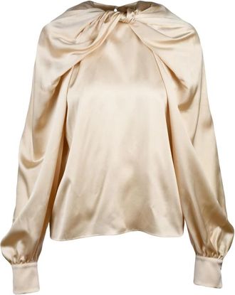 Max Mara Key Blouse - Dames - Blouses - Beige - 3XS - Satijn - Overhemden