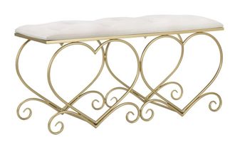 Mauro Ferretti Banco en forma de corazones en tela beige cm 105x37,5x51,5