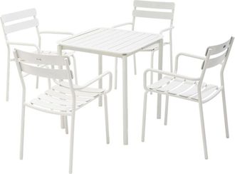 Oviala Mesa cuadrada de terraza (70 x 70cm) y 4 sillones blancos