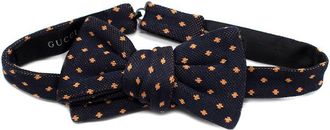 Gucci Navy Orange Pattern Bow Tie