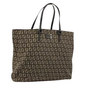 Fendi Pre-owned Tote Bags, female, Brown, Size: ONE SIZE Pre-owned Zucchino Canvas Tote Bag