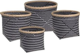 Koopman Set 4 cestas bambu negro/blanco HZ1002910