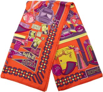 Herm&egrave;s Orange Les Trophee Silk Scarf 90