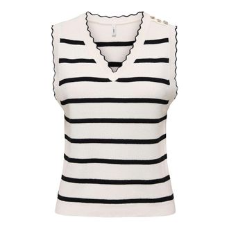 Only Gestreepte trui, mouwloos, V-hals
