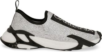 Dolce & Gabbana Fast rhinestone-embellished sneakers - men - Polyester/Fabric/Rubber/Viscose/Crystal - 39.5 - White