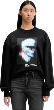 Karl Lagerfeld Printed Sweatshirt - Dames - Sweatshirts - Zwart - L - Katoen - Hoodies & sweatvesten